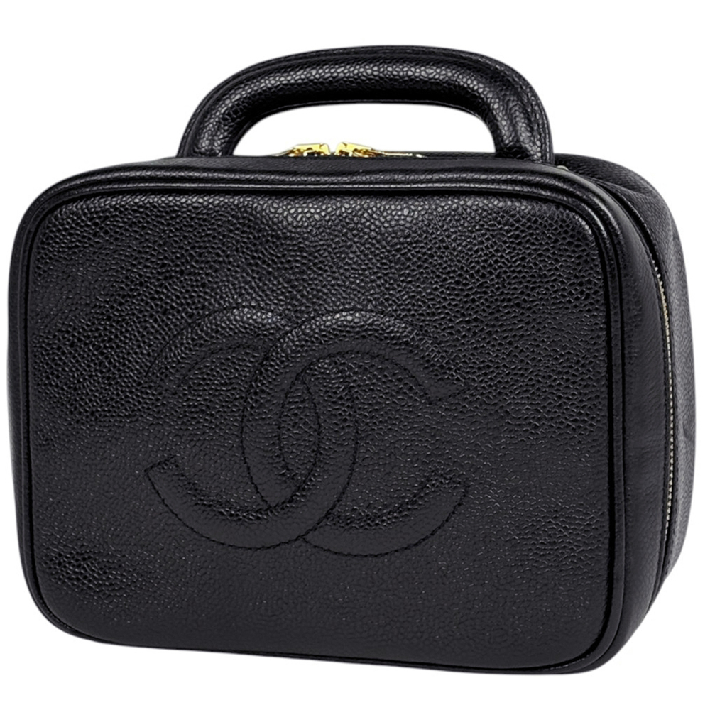 Chanel CHANEL Bag/Cosmetic Pouch Coco Mark Vanity Bag 2WAY Caviar Skin Black ...